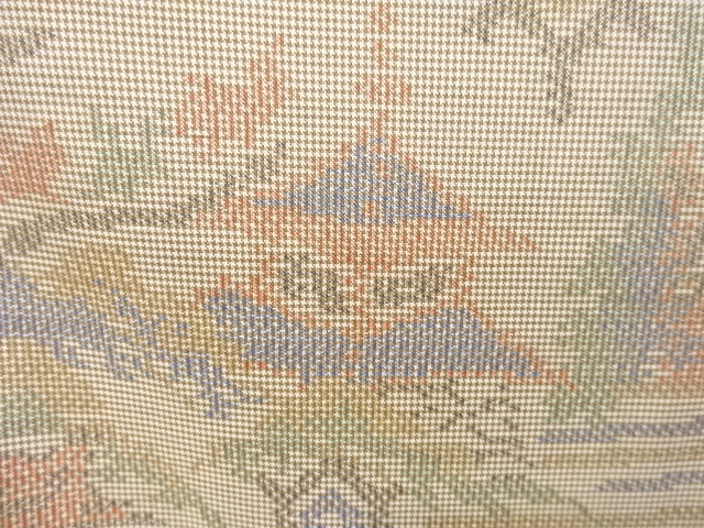 アンティーク　屋敷に草花模様織り出し本場大島紬着物